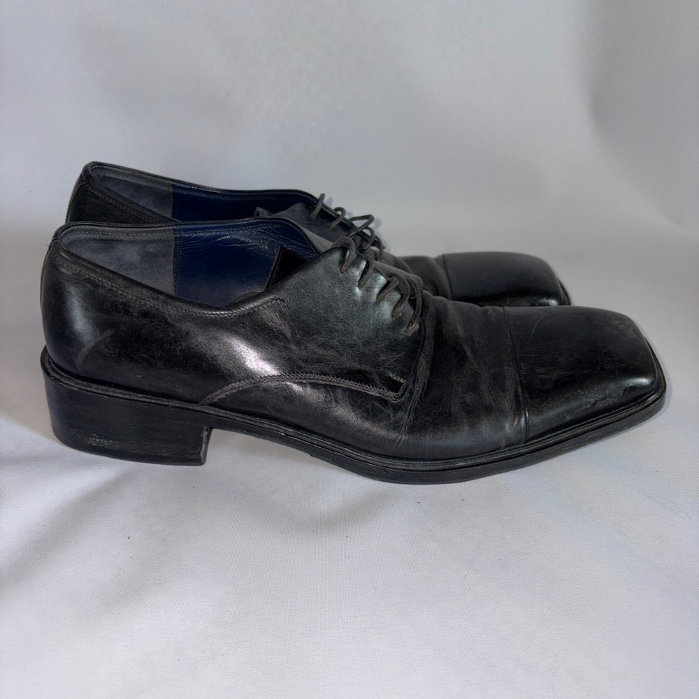 Salvatore Ferragamo‎ Black Leather Lace-Up Derby Shoes Size 8